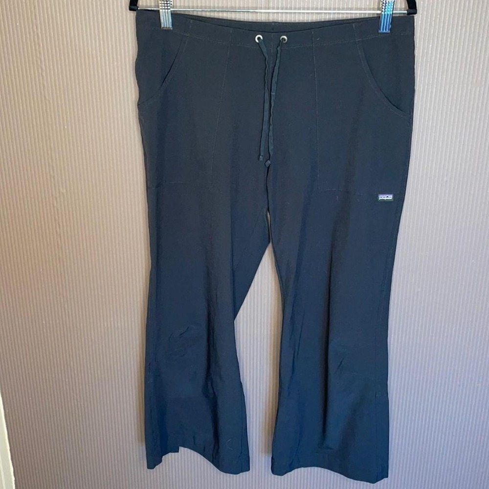 Patagonia black wide leg pants split detail on back